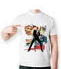 Deadpool Dance 007 White Printed Short Sleeve T-Shirt James Bond