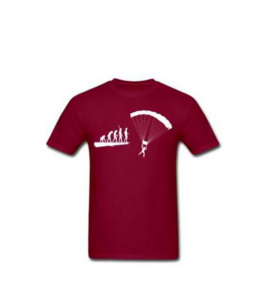 Parachuting Skydiver Funny Cartoon Printed Fashion Cotton Top Basic Shirt