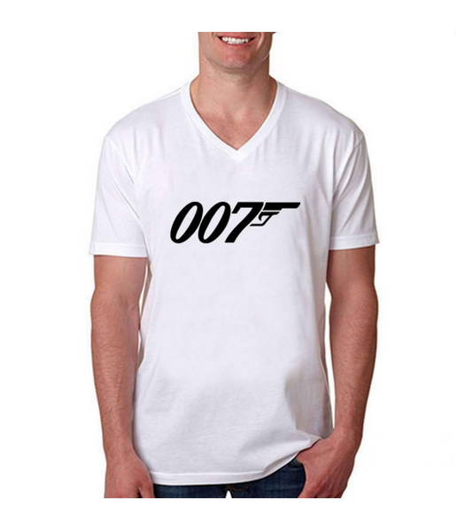 James Bond 007 T-shirts Men Short Sleeve V Neck T-Shirt
