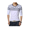 Casual Patchwork O neck Striped Shirt Man Long Sleeve T-Shirt